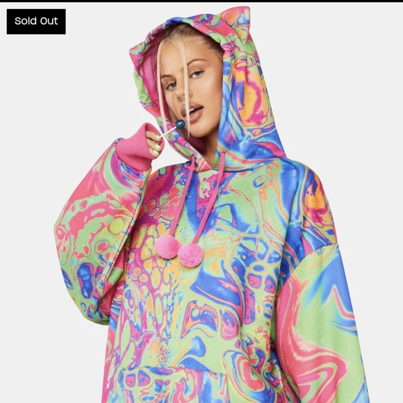 Dolls Kill Acid Amoeba Oversized Hoodie - Picture 2 of 9